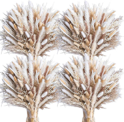 70PCS Natural Dried Pampas Grass Boho Home Decor Bouquet Phragmites Dried Flowers Bouquet for Wedding Floral Arrangements Home Decorations (70PCS)