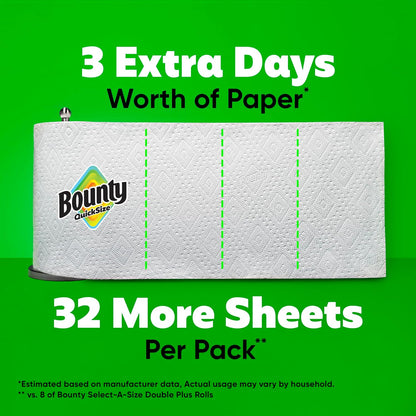 Bounty Quick Size Paper Towels, White, 8 Family Rolls for Convenient Kitchen Cleanup