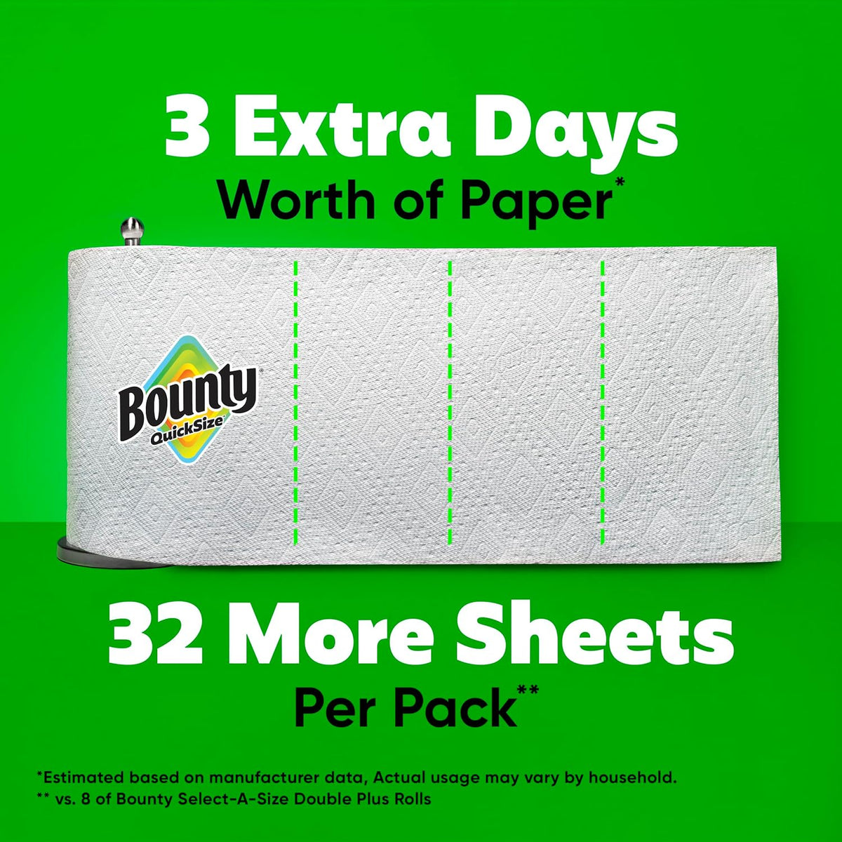 Bounty Quick Size Paper Towels, White, 8 Family Rolls = 20 Regular Rolls - Rayz Mart