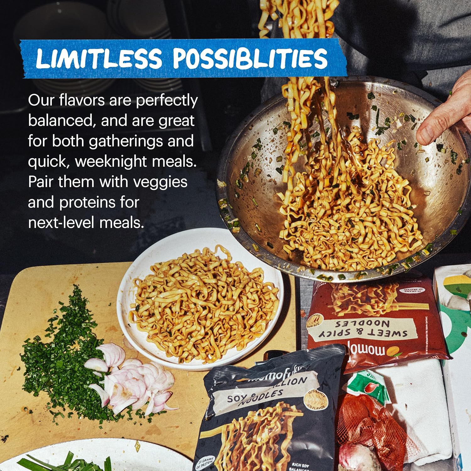 Momofuku sesame miso ramen noodles by David Chang, air-dried instant noodles with sauce, 4 servings, 12g plant based protein