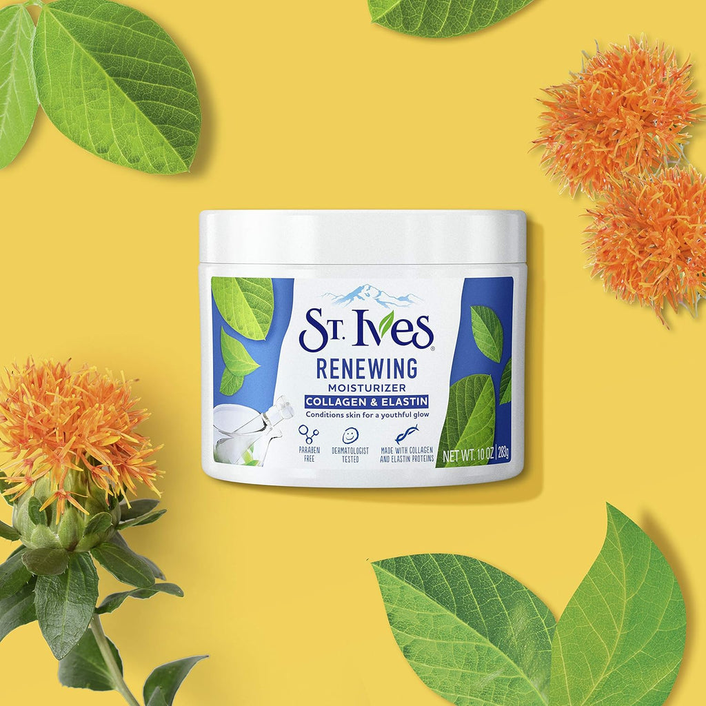 st. ives collagen elastin renewing facial moisturizer for dry skin, 10 oz, paraben free, cruelty free
