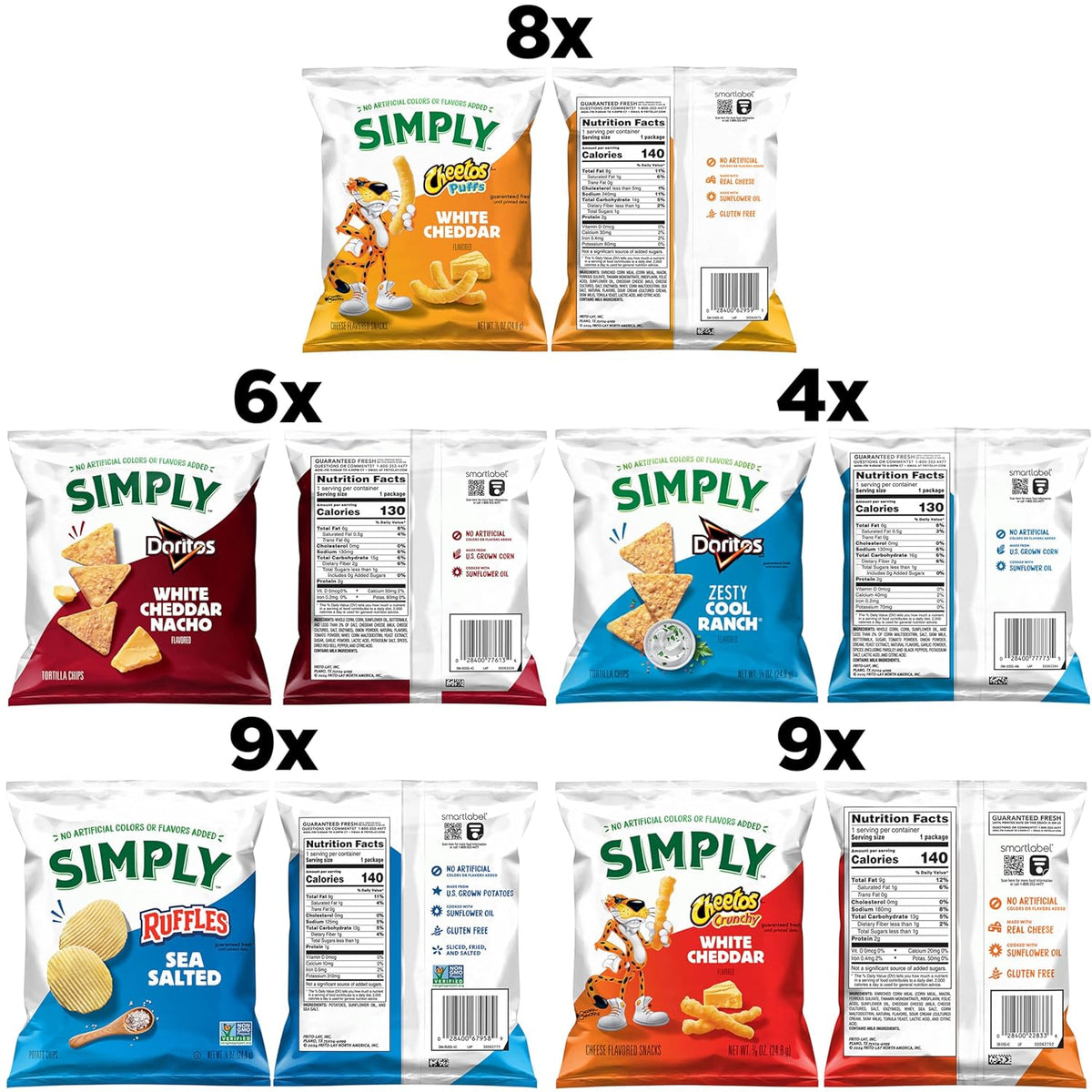 Simply Snacks Variety Pack, 36 Count, 0.875 Oz, Multiple Flavors, Real Cheese, No Artificial Colors or Flavors