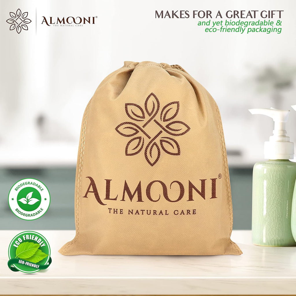 almooni natural loofah exfoliating body scrubber, 2-count pack, for women and men with natural egyptian loofah sponge