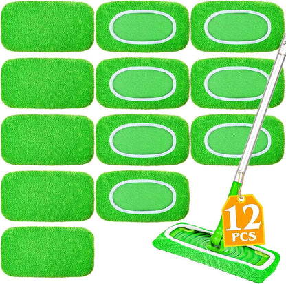 6-Pack Reusable Mop Pads Compatible with Sweeper Mop - 100% Coral Fleece Washable Refills - Microfiber Dry & Wet Sweeping Cloths for Multi-Surface/Hardwood Floor Cleaning