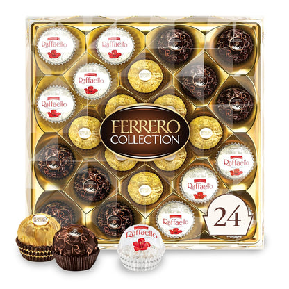 Ferrero Collection gourmet gift box, 24 assorted confections with hazelnut, dark chocolate and coconut, 9.1 oz