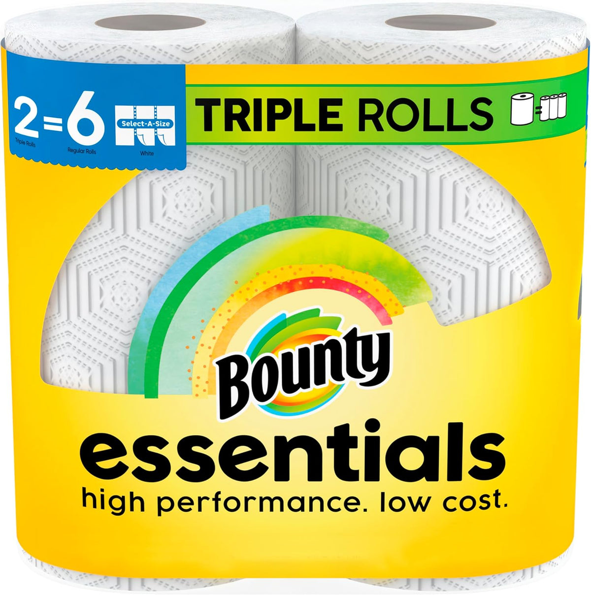 Bounty Essentials Select-A-Size Paper Towels, White, 2 Triple Rolls, Equals 6 Regular Rolls